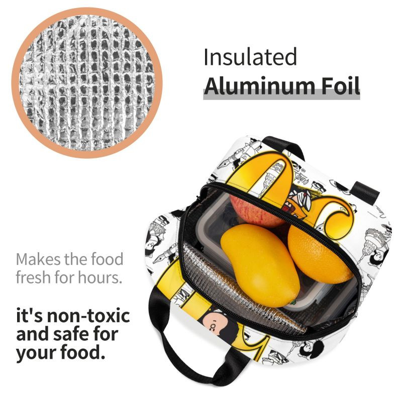 Meilė Mafalda Kawaii Termoizoliuoti pietų krepšiai Moteriški Animaciniai Nešiojami Pietūs Mokyklinei Daugiafunkciai Maisto Dėžutei