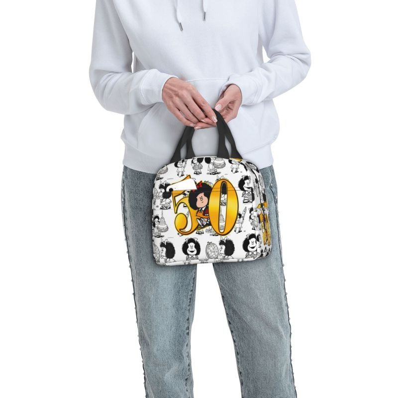 Meilė Mafalda Kawaii Termoizoliuoti pietų krepšiai Moteriški Animaciniai Nešiojami Pietūs Mokyklinei Daugiafunkciai Maisto Dėžutei