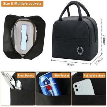 Μονωμένη τσάντα μεσημεριανού φερμουάρ Cooler Tote Θερμική τσάντα Κουτί μεσημεριανού γεύματος Καμβάς για φαγητό για πικνίκ Τσάντες μεσημεριανού γεύματος για τη δουλειά Τσάντα για δάσκαλο