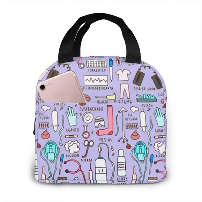Kawaii Doctors Nurse Print izolirane torbe za ručak za žene Mala prijenosna kutija za ručak Torbe Termalne torbe za hranu Bento torbica Torba za ručak