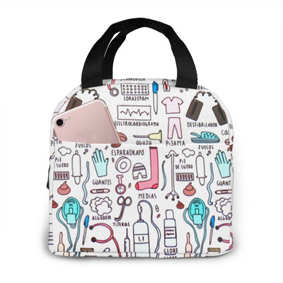 Kawaii Doctors Nurse Print izolirane torbe za ručak za žene Mala prijenosna kutija za ručak Torbe Termalne torbe za hranu Bento torbica Torba za ručak