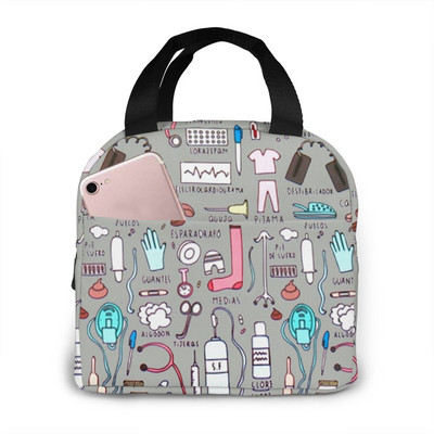 Kawaii Doctors Nurse Print izolirane torbe za ručak za žene Mala prijenosna kutija za ručak Torbe Termalne torbe za hranu Bento torbica Torba za ručak