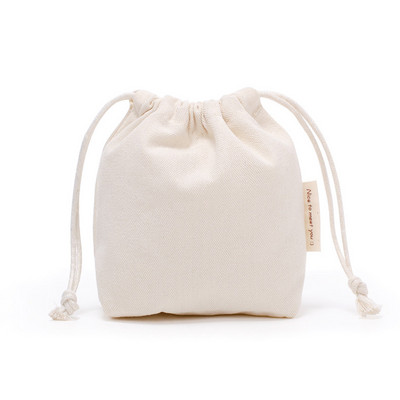 16*14*6cm Kis húzózsinóros táska zsebek Hordozható vászon kozmetikai táskák Női utazási tárolótáska Pamut hordtáska Ékszertáska