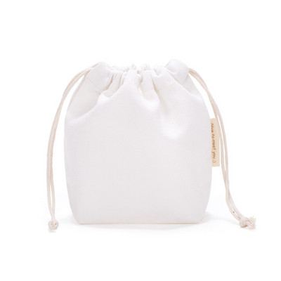 16*14*6cm Kis húzózsinóros táska zsebek Hordozható vászon kozmetikai táskák Női utazási tárolótáska Pamut hordtáska Ékszertáska