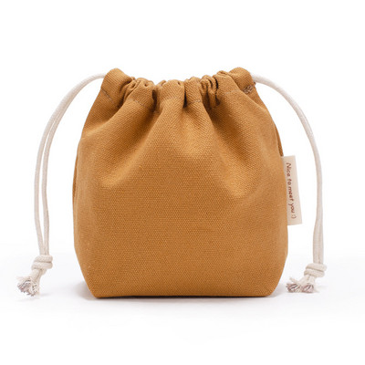 16*14*6cm Kis húzózsinóros táska zsebek Hordozható vászon kozmetikai táskák Női utazási tárolótáska Pamut hordtáska Ékszertáska