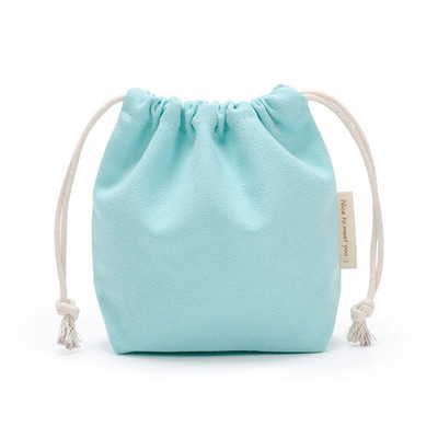 16*14*6cm Kis húzózsinóros táska zsebek Hordozható vászon kozmetikai táskák Női utazási tárolótáska Pamut hordtáska Ékszertáska