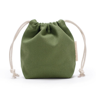 16*14*6cm Kis húzózsinóros táska zsebek Hordozható vászon kozmetikai táskák Női utazási tárolótáska Pamut hordtáska Ékszertáska