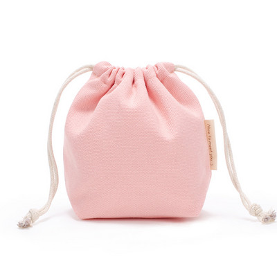 16*14*6cm Kis húzózsinóros táska zsebek Hordozható vászon kozmetikai táskák Női utazási tárolótáska Pamut hordtáska Ékszertáska