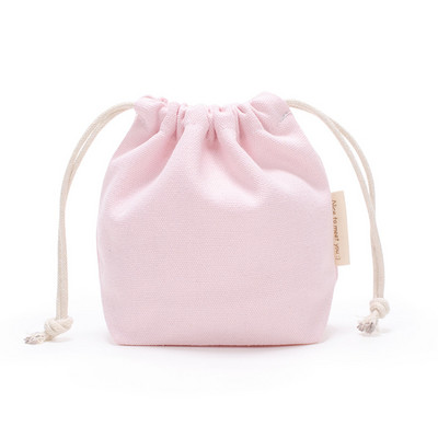 16*14*6cm Kis húzózsinóros táska zsebek Hordozható vászon kozmetikai táskák Női utazási tárolótáska Pamut hordtáska Ékszertáska