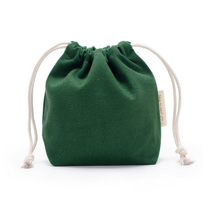 16*14*6cm Kis húzózsinóros táska zsebek Hordozható vászon kozmetikai táskák Női utazási tárolótáska Pamut hordtáska Ékszertáska