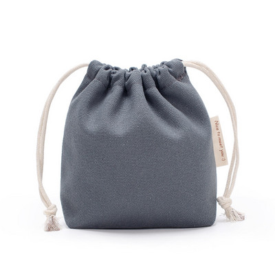 16*14*6cm Kis húzózsinóros táska zsebek Hordozható vászon kozmetikai táskák Női utazási tárolótáska Pamut hordtáska Ékszertáska