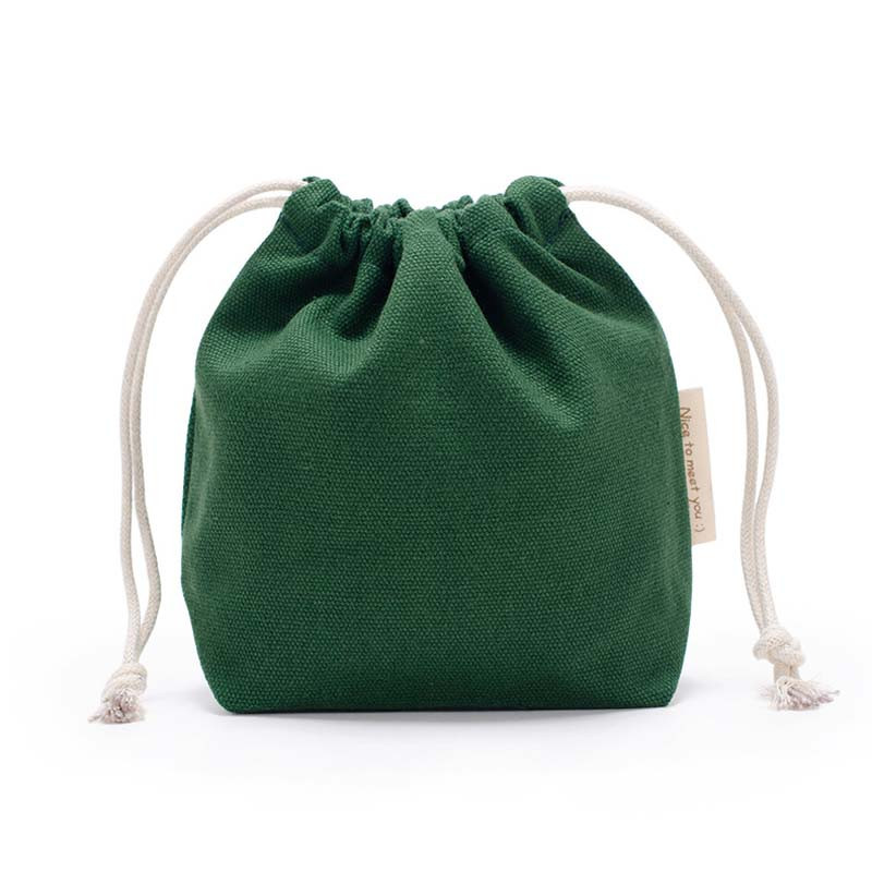 16*14*6cm Kis húzózsinóros táska zsebek Hordozható vászon kozmetikai táskák Női utazási tárolótáska Pamut hordtáska Ékszertáska