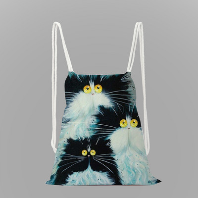 Olajfestmény nyomda hátizsák divat állati zsinóros táska nagy kapacitású cipőtáska iskola környezetvédelmi tároló táska