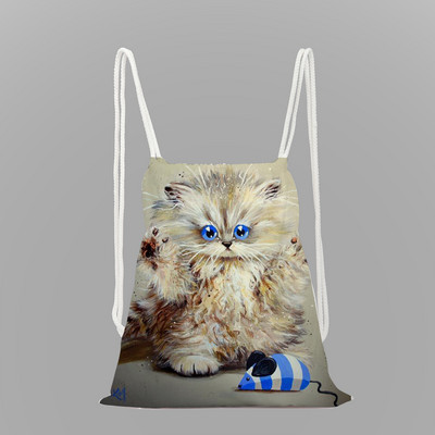 Olajfestmény nyomda hátizsák divat állati zsinóros táska nagy kapacitású cipőtáska iskola környezetvédelmi tároló táska