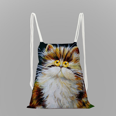 Olajfestmény nyomda hátizsák divat állati zsinóros táska nagy kapacitású cipőtáska iskola környezetvédelmi tároló táska