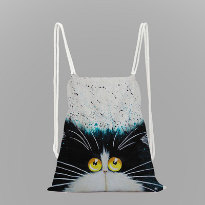 Olajfestmény nyomda hátizsák divat állati zsinóros táska nagy kapacitású cipőtáska iskola környezetvédelmi tároló táska