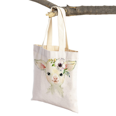 Ziedu Zebra Žirafe Hippo Lauva Pingvīns Ikdienas iepirkumu soma Dzīvnieku salokāma atkārtoti lietojama auduma audekla studentu rokassomiņa sievietēm