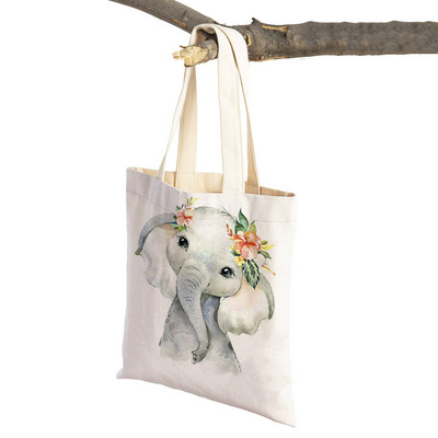 Ziedu Zebra Žirafe Hippo Lauva Pingvīns Ikdienas iepirkumu soma Dzīvnieku salokāma atkārtoti lietojama auduma audekla studentu rokassomiņa sievietēm