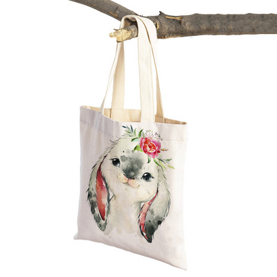 Ziedu Zebra Žirafe Hippo Lauva Pingvīns Ikdienas iepirkumu soma Dzīvnieku salokāma atkārtoti lietojama auduma audekla studentu rokassomiņa sievietēm