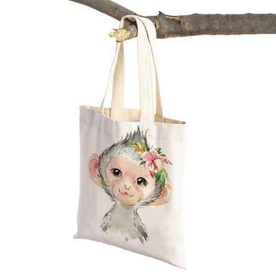 Ziedu Zebra Žirafe Hippo Lauva Pingvīns Ikdienas iepirkumu soma Dzīvnieku salokāma atkārtoti lietojama auduma audekla studentu rokassomiņa sievietēm