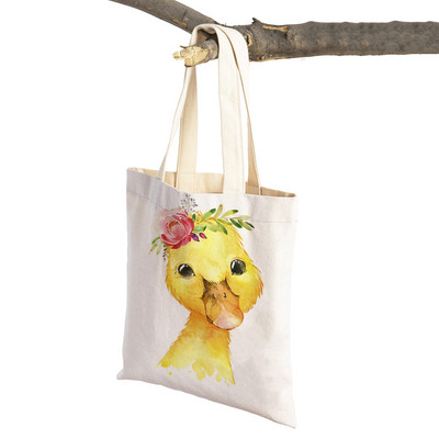 Ziedu Zebra Žirafe Hippo Lauva Pingvīns Ikdienas iepirkumu soma Dzīvnieku salokāma atkārtoti lietojama auduma audekla studentu rokassomiņa sievietēm