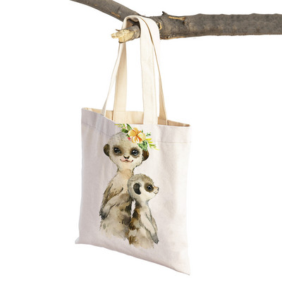 Ziedu Zebra Žirafe Hippo Lauva Pingvīns Ikdienas iepirkumu soma Dzīvnieku salokāma atkārtoti lietojama auduma audekla studentu rokassomiņa sievietēm