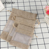 5 komada božićnog prozora za nakit Vrećica s uzicom Poklon od vreće od lana Džepna vreća od jute Vreće za pohranu slatkiša