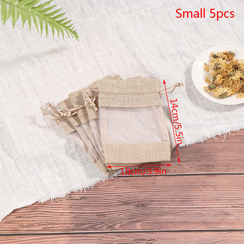 5 komada božićnog prozora za nakit Vrećica s uzicom Poklon od vreće od lana Džepna vreća od jute Vreće za pohranu slatkiša