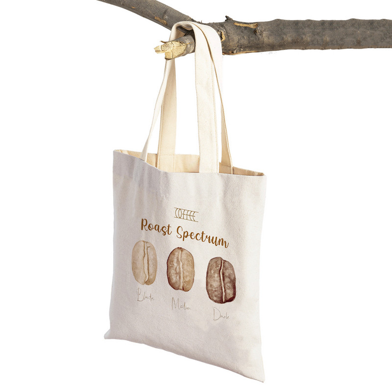 Elegantiškas kavos, kofeino kakavos puodelis, moteriškas pirkinių krepšys Ekologiškas kasdienis drobinis nešiojamas moteriškas rankinė Daugkartinis sulankstomas pirkėjo krepšys