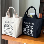 Nova platnena torba za ručak Knjižara Kutija za ručak s ispisom Torba za piknik Mala ručna torbica Pamučna tkanina Vreće za pohranu hrane za višekratnu upotrebu za uredske dame