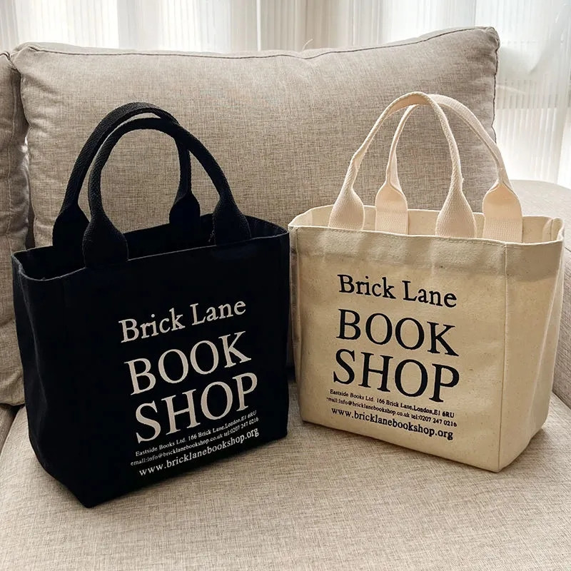 Nova platnena torba za ručak Knjižara Kutija za ručak s ispisom Torba za piknik Mala ručna torbica Pamučna tkanina Vreće za pohranu hrane za višekratnu upotrebu za uredske dame