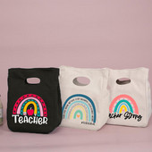 Rainbow Best Teacher Ever Life Prânz Termoizolat Tote Bag Canvas Travel Picnic Scoala Depozitare Alimente Bolsa Comida Trabajo