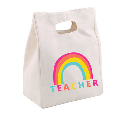 Rainbow Best Teacher Ever Life Prânz Termoizolat Tote Bag Canvas Travel Picnic Scoala Depozitare Alimente Bolsa Comida Trabajo