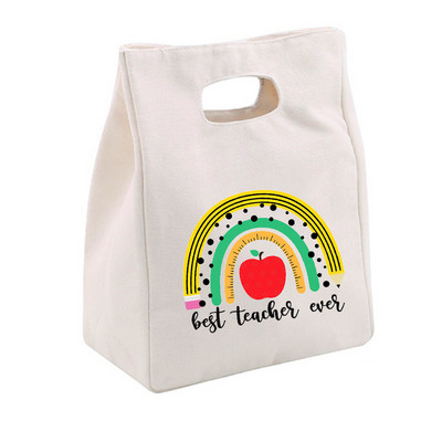 Rainbow Best Teacher Ever Life Prânz Termoizolat Tote Bag Canvas Travel Picnic Scoala Depozitare Alimente Bolsa Comida Trabajo