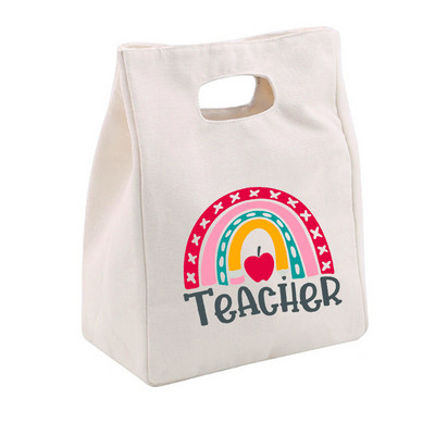 Rainbow Best Teacher Ever Life Prânz Termoizolat Tote Bag Canvas Travel Picnic Scoala Depozitare Alimente Bolsa Comida Trabajo