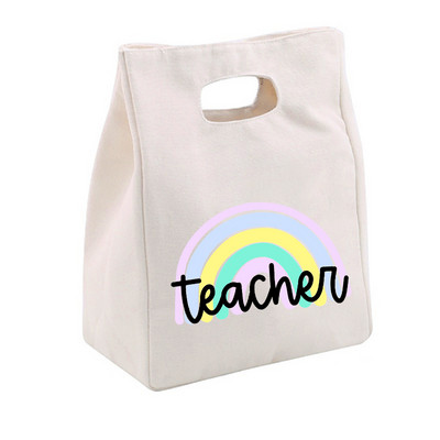 Rainbow Best Teacher Ever Life Prânz Termoizolat Tote Bag Canvas Travel Picnic Scoala Depozitare Alimente Bolsa Comida Trabajo