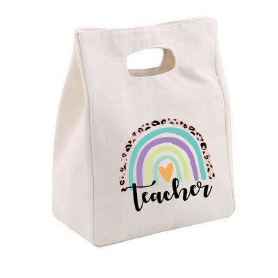 Rainbow Best Teacher Ever Life Prânz Termoizolat Tote Bag Canvas Travel Picnic Scoala Depozitare Alimente Bolsa Comida Trabajo