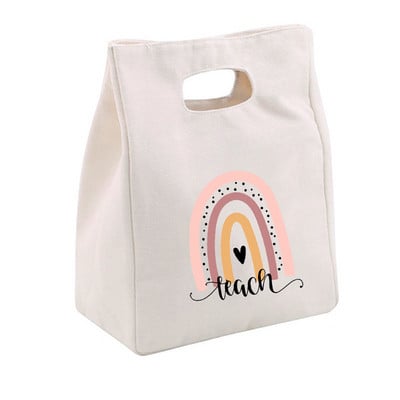 Rainbow Best Teacher Ever Life Prânz Termoizolat Tote Bag Canvas Travel Picnic Scoala Depozitare Alimente Bolsa Comida Trabajo