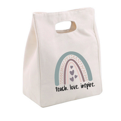 Rainbow Best Teacher Ever Life Prânz Termoizolat Tote Bag Canvas Travel Picnic Scoala Depozitare Alimente Bolsa Comida Trabajo