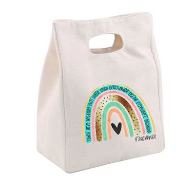 Rainbow Best Teacher Ever Life Prânz Termoizolat Tote Bag Canvas Travel Picnic Scoala Depozitare Alimente Bolsa Comida Trabajo