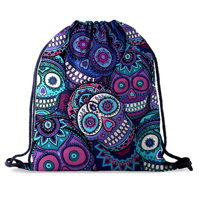 Halloween húzózsinór táska színes koponya sütőtök polip élelmiszer 3D nyomtatott tasak táska aranyos hátizsák pénztárca táskák utazáshoz