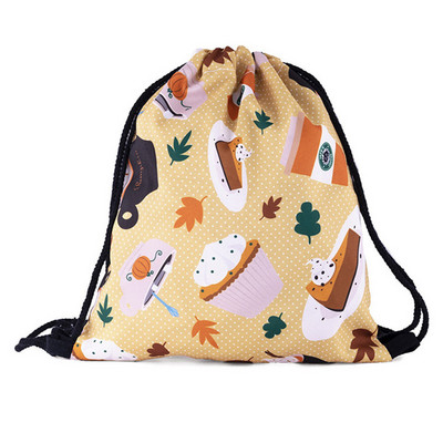 Halloween húzózsinór táska színes koponya sütőtök polip élelmiszer 3D nyomtatott tasak táska aranyos hátizsák pénztárca táskák utazáshoz