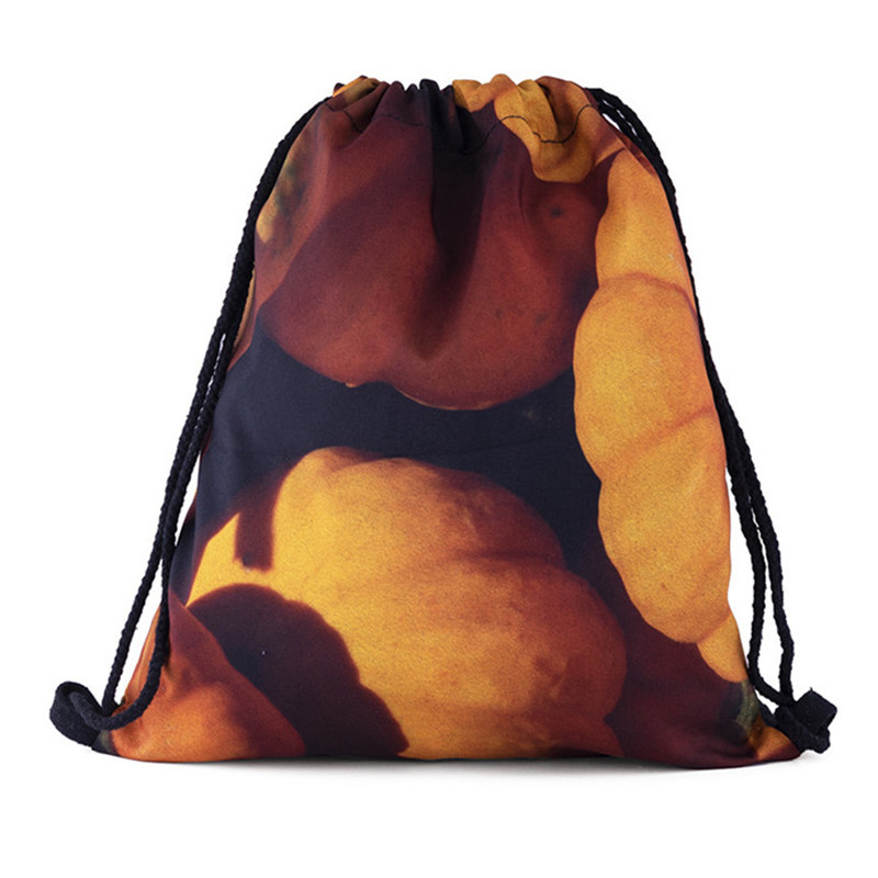 Halloween húzózsinór táska színes koponya sütőtök polip élelmiszer 3D nyomtatott tasak táska aranyos hátizsák pénztárca táskák utazáshoz