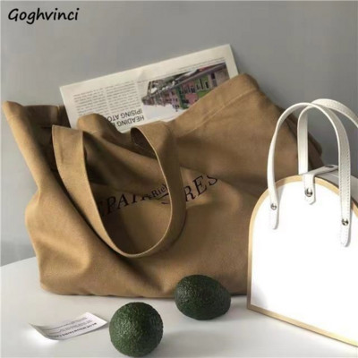 Ženske vintage torbe za kupnju s tiskanim slovima, platnene otvorene prijenosne torbe velikog kapaciteta za kupnju, prikladne torbe ispod pazuha Mori-girl, elegantne