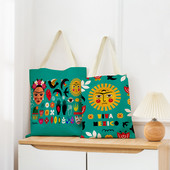 Mexico Geometric Pattern εκτύπωση διπλής όψης Eco Market Λευκά είδη Τσάντα αγορών Εξωτερική αναδιπλούμενη φορητή βολική θήκη αποθήκευσης