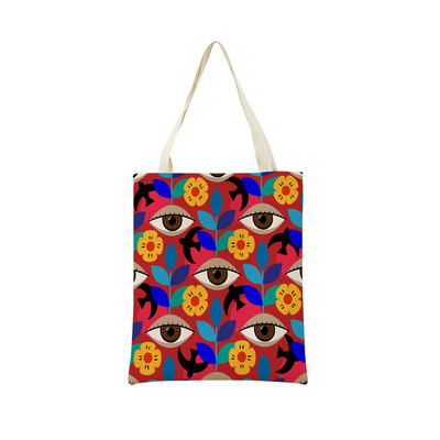 Mexico Geometric Pattern εκτύπωση διπλής όψης Eco Market Λευκά είδη Τσάντα αγορών Εξωτερική αναδιπλούμενη φορητή βολική θήκη αποθήκευσης