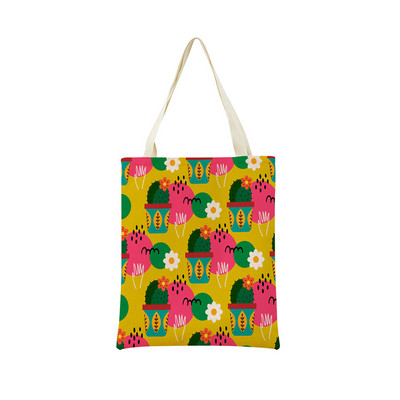 Mexico Geometric Pattern εκτύπωση διπλής όψης Eco Market Λευκά είδη Τσάντα αγορών Εξωτερική αναδιπλούμενη φορητή βολική θήκη αποθήκευσης