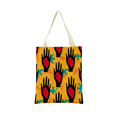 Mexico Geometric Pattern εκτύπωση διπλής όψης Eco Market Λευκά είδη Τσάντα αγορών Εξωτερική αναδιπλούμενη φορητή βολική θήκη αποθήκευσης