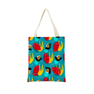 Mexico Geometric Pattern εκτύπωση διπλής όψης Eco Market Λευκά είδη Τσάντα αγορών Εξωτερική αναδιπλούμενη φορητή βολική θήκη αποθήκευσης