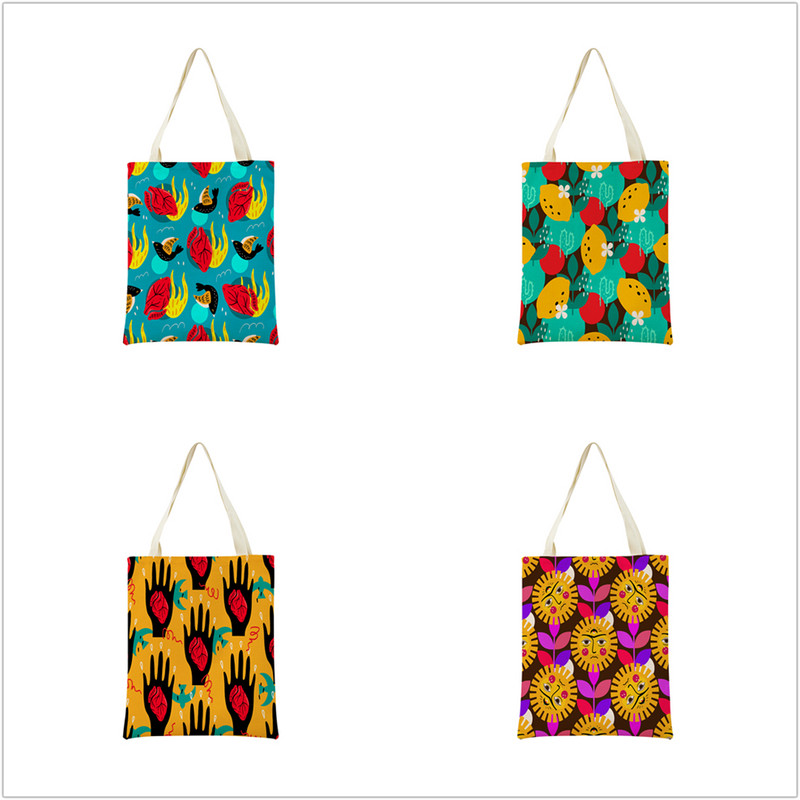 Mexico Geometric Pattern εκτύπωση διπλής όψης Eco Market Λευκά είδη Τσάντα αγορών Εξωτερική αναδιπλούμενη φορητή βολική θήκη αποθήκευσης